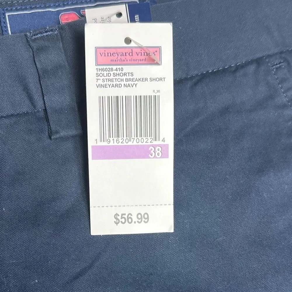 Vineyard Vines 7” Stretch Breaker Shorts Navy Blue Men’s Size 38 NWT